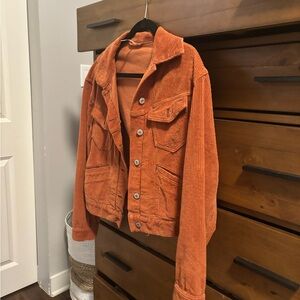 Free People Corduroy Jacket in Rust Orange